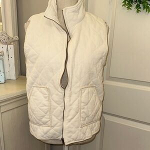 Wishlist Size Large Ivory Women's Cream Corduroy Quilted Vest
